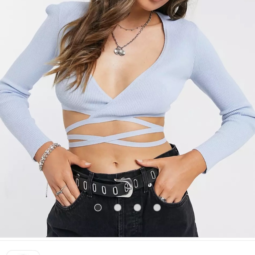 Bershka size M blue wrap top